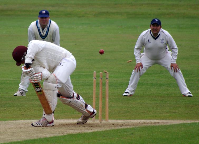 Lawrennys Patrick Elliott is bowled by Towns Archie Thomas